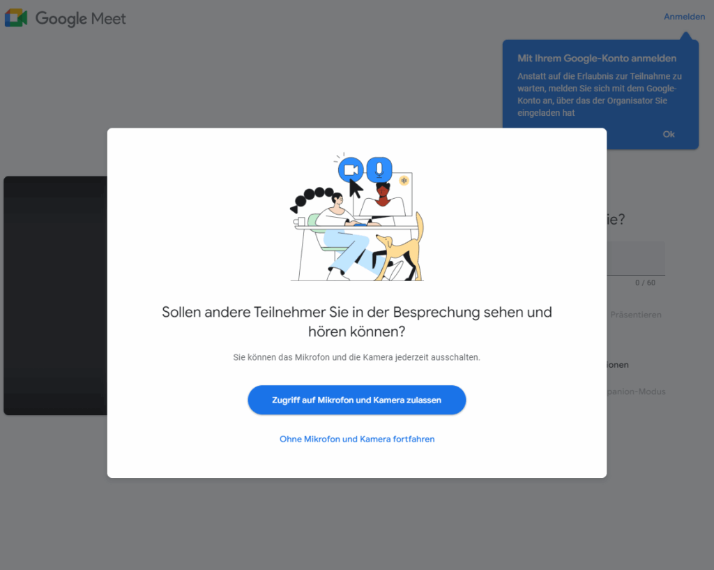Ernährungsberatung Online mit Google Meet